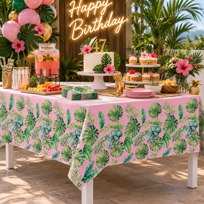Summer Palm Plastic Tablecover (x1u)