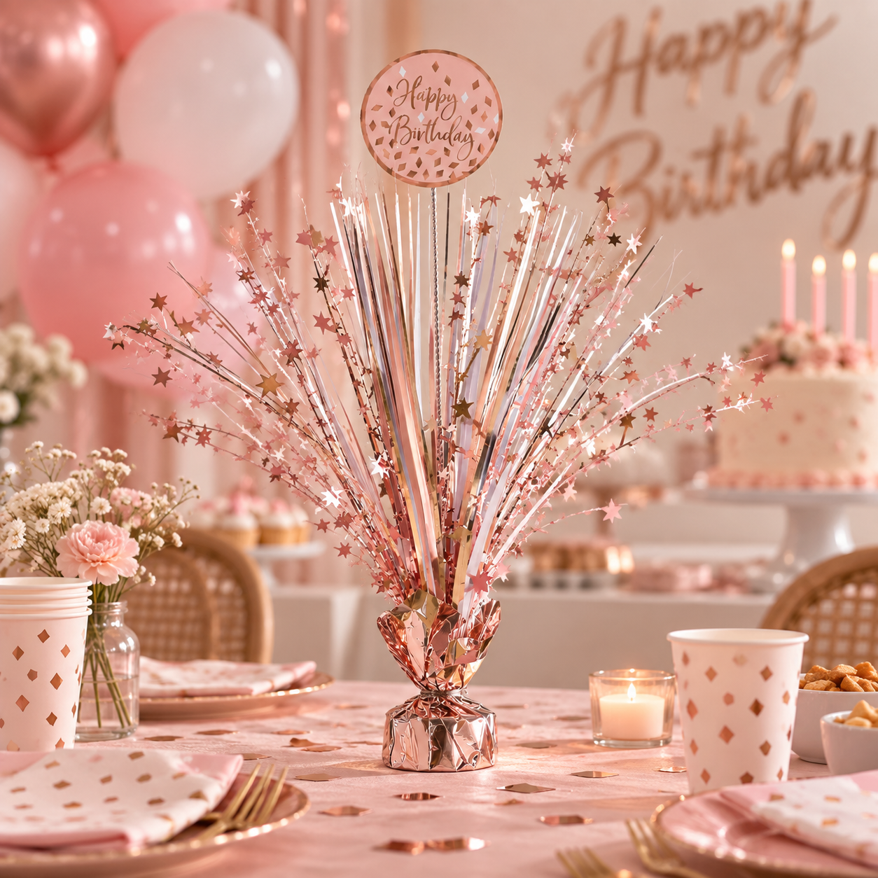 Blush Birthday Spray Centerpiece (x1u)