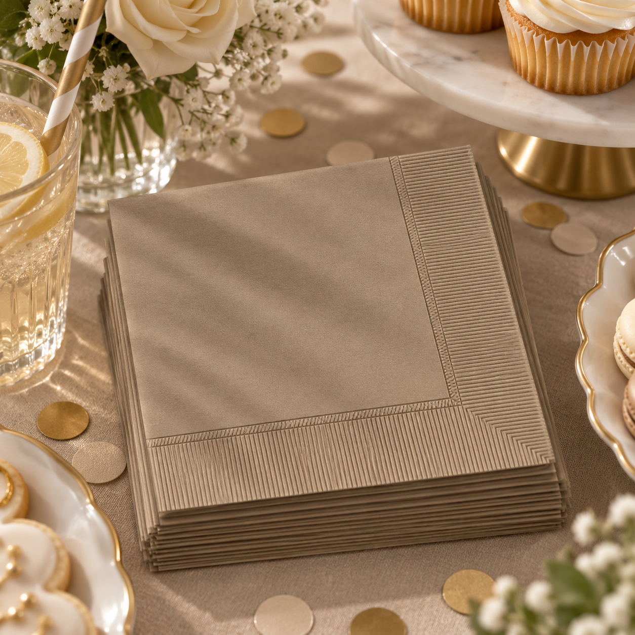 Beverage Napkins Taupe (x40u)