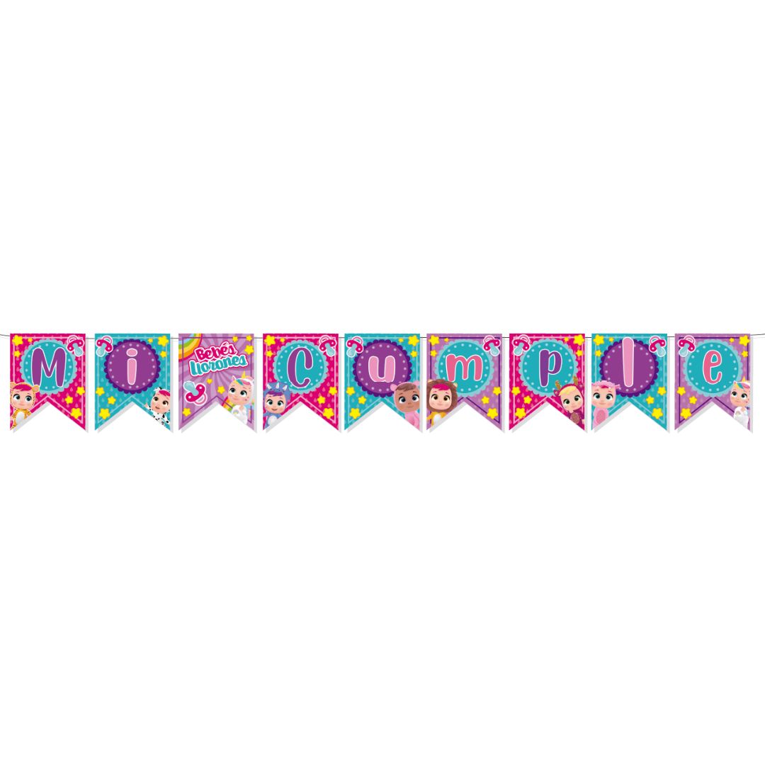 BANDERIN MI CUMPLE BEBES LLORONES (x1 UNIDAD)