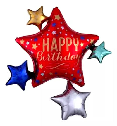 Balloons Stars Happy Birthday 35in