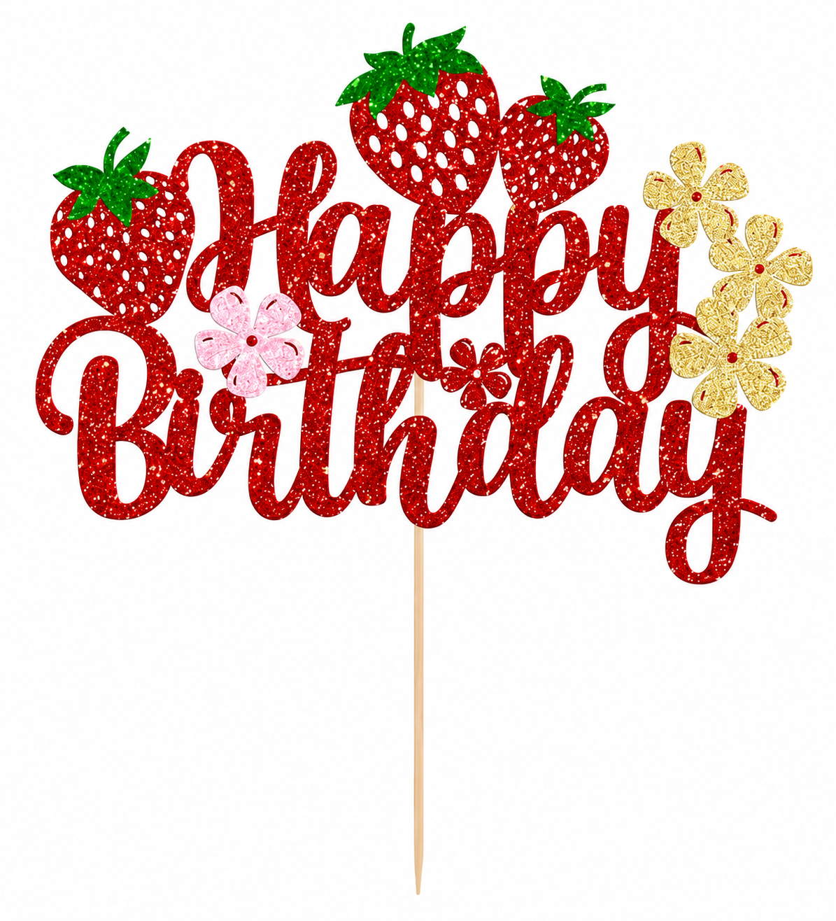 Strawberry Happy Birthday Cake Topper (x1)