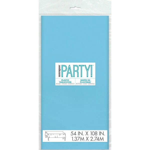 Light Blue Plastic Tablecover 54in x 108in