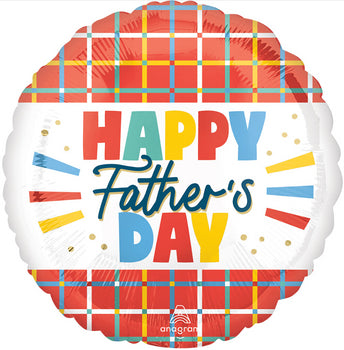 Happy Fathers Day Plaid Foil Balloon 18”