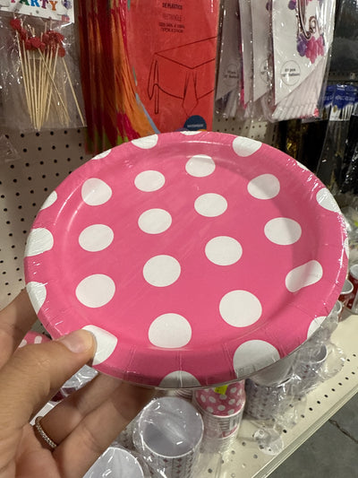 Hot Pink Dots Plates 7" 8pcs