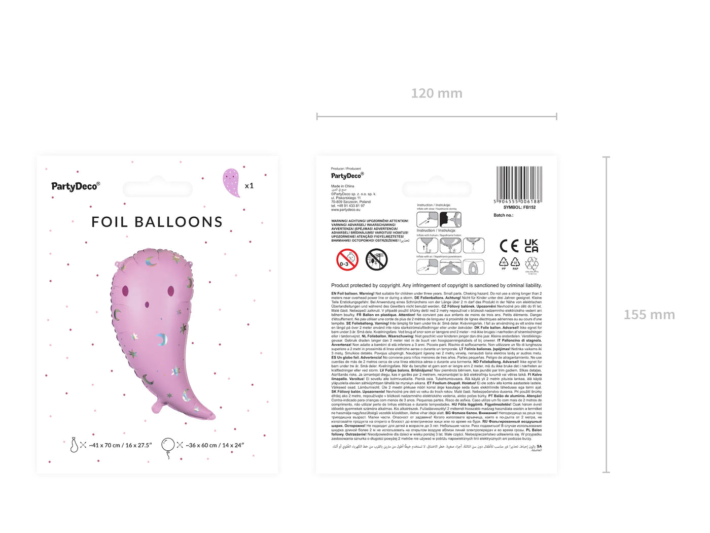 Ghost Foil Balloon 16x27in