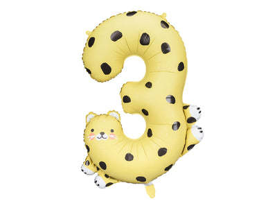 FOIL BALLOON NUMBER "3" CHEETAH (68X98CM)