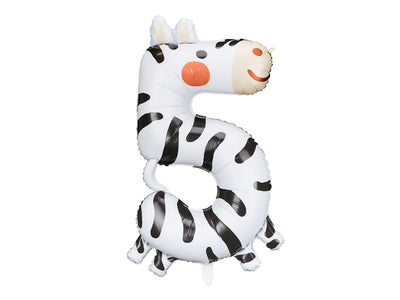 FOIL BALLOON NUMBER "5" ZEBRA (68X98CM)