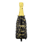 Bottle Happy New Year Black Foil Balloon