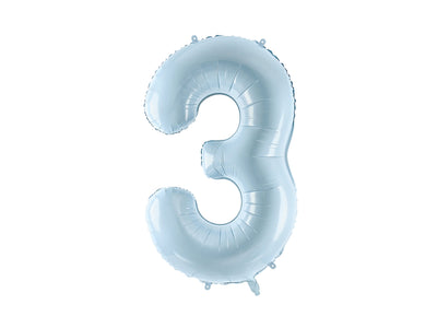 Foil Balloon Number "3" Light Blue 28”