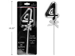 9" Silver Cake Topper with stem & ribbon #4