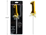9" Gold Cake Topper with stem & ribbon #1