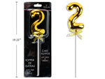 9" Gold Cake Topper with stem & ribbon #2