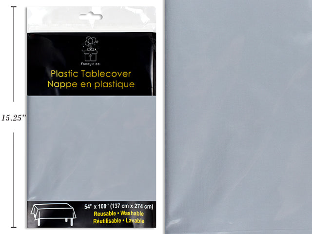 Silver Plastic Rectangular Table Cover 54x108" Heavy Duty ( 40.5 sq ft )