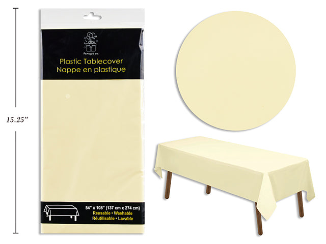 Mantel Plástico Rectangular 54x108" Crema – Resistente / Heavy Duty
