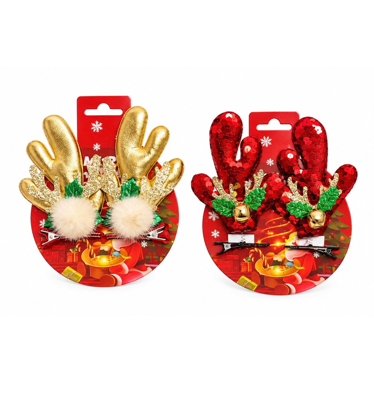 Reindeer Antlers Christmas Mini Hair Clip 2pcs