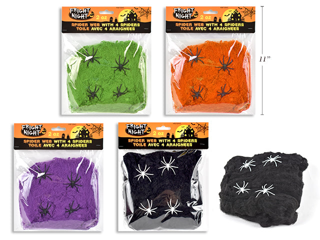 Telaraña de Colores con 4 Arañas (2 oz)