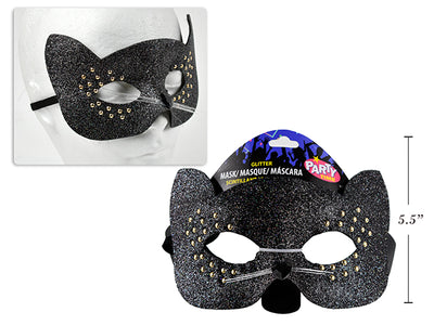 Máscara de Gato Halloween con Brillo y Glitter – 6.5in x 3.7/8in