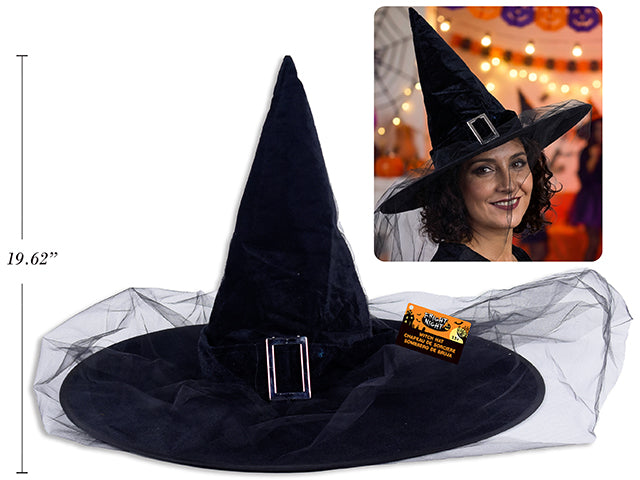 Sombrero Bruja Gótico Deluxe Terciopelo con Velo