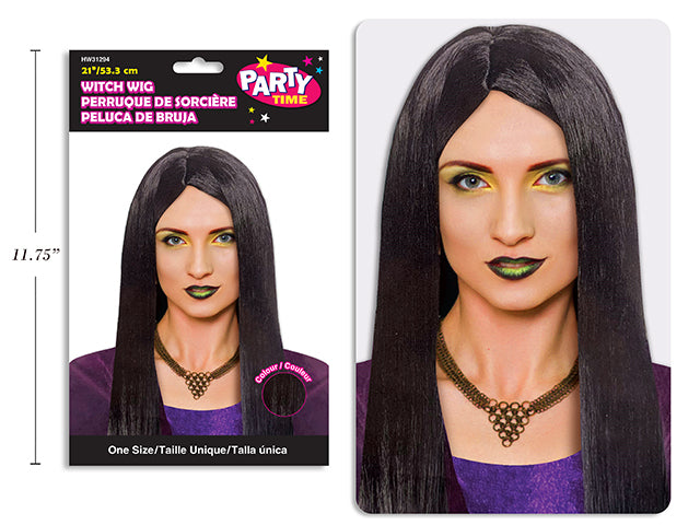 Peluca Bruja Negra Brillante 21" Adulto