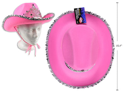 Sombrero Vaquero Fieltro con Tiara y Lentejuelas