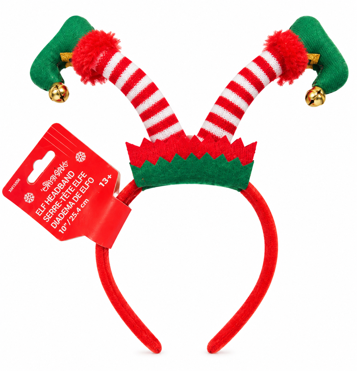 Christmas Elf Headband with Bells 10”