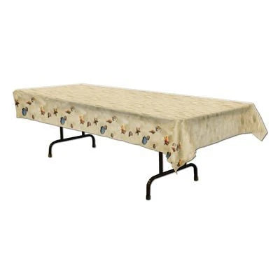 Sand and Seashells Beach Plastic Tablecover 4.5ft x 9ft