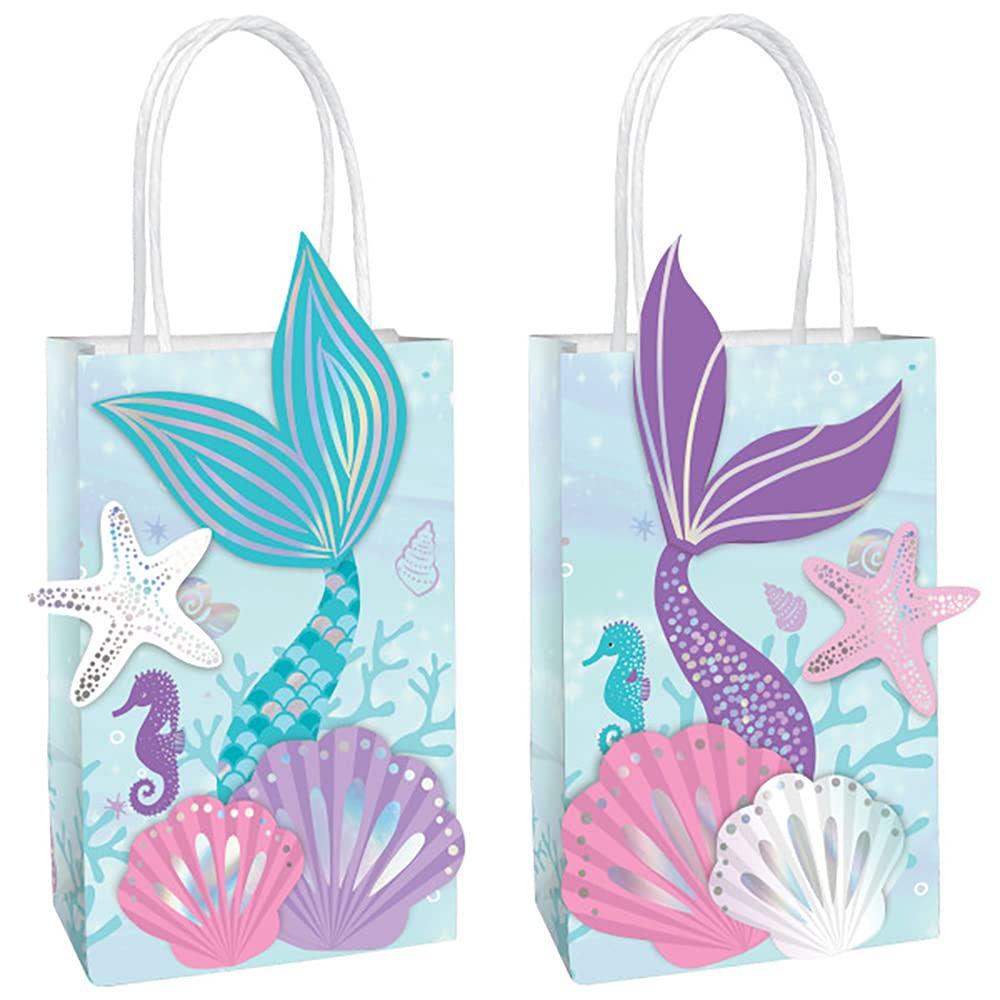 Shimmering Mermaid Customizable Kraft Bags 8ct