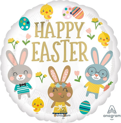 18" HAPPY EASTER CUTE BUNNIES AND CHICKS