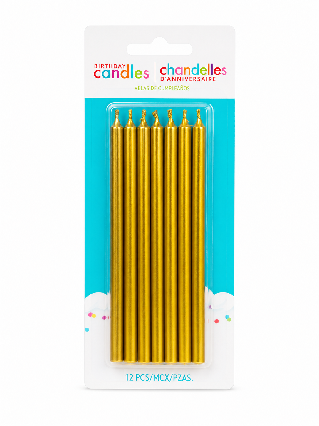 Long Birthday Candles White Gold 12ct
