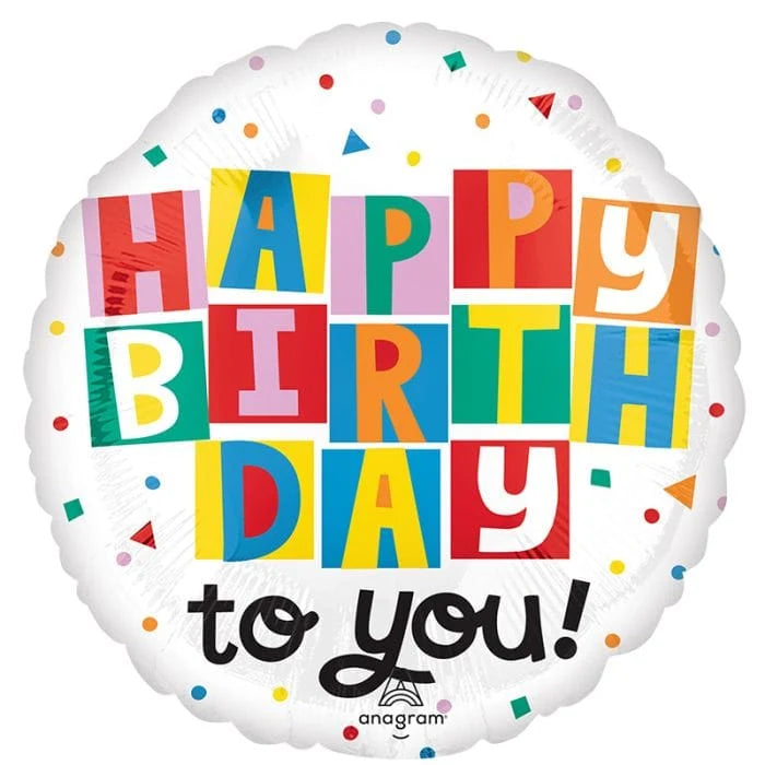 Colorful Happy Birthday To You Foil Balloon 18”