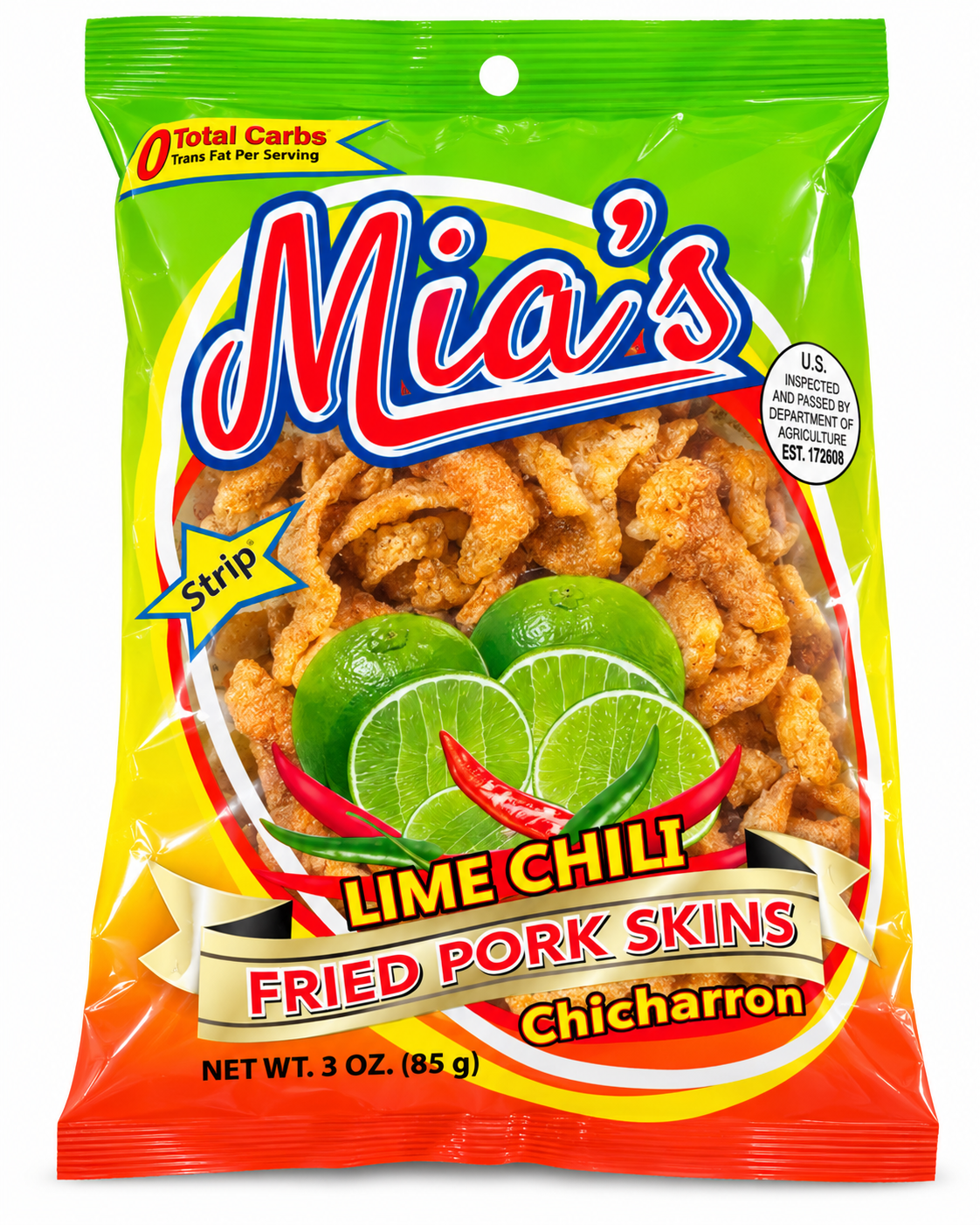 Mia’s Lime Chili Fried Pork Skins 3oz