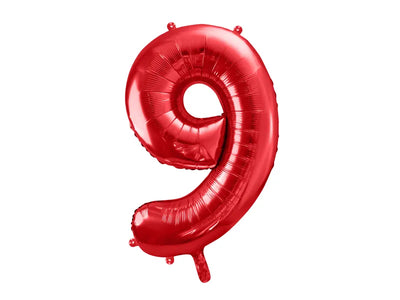 Foil Balloon Number "9” Red 34”