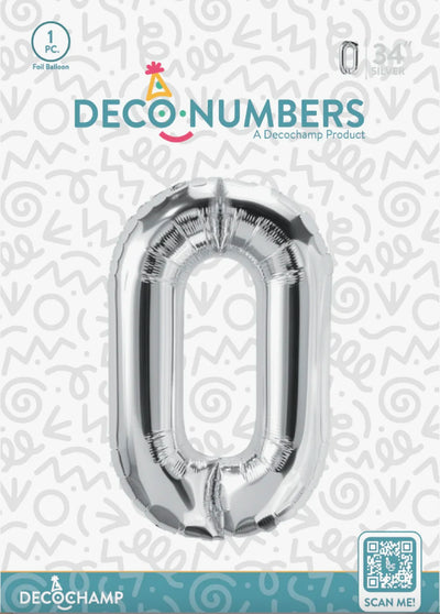 Deco Number “0” Silver 34IN By Decochamp