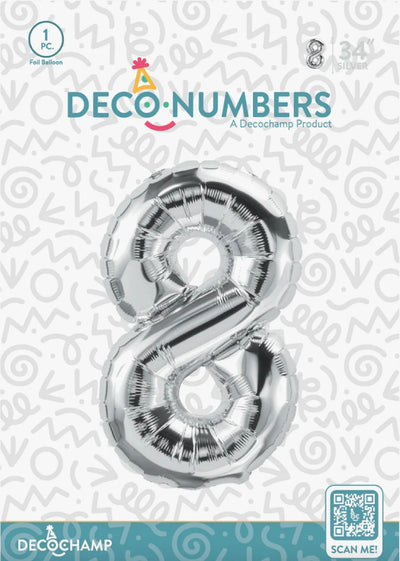 Deco Number “8” Silver 34IN By Decochamp
