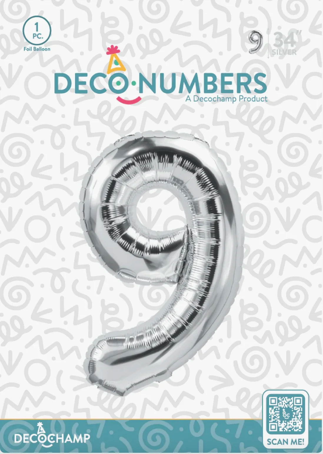 Deco Number “9” Silver 34IN By Decochamp