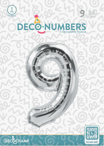 Deco Number “9” Silver 34IN By Decochamp