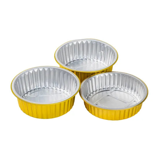 Foil Container Round Gold With Plastic Lid (25pcs)