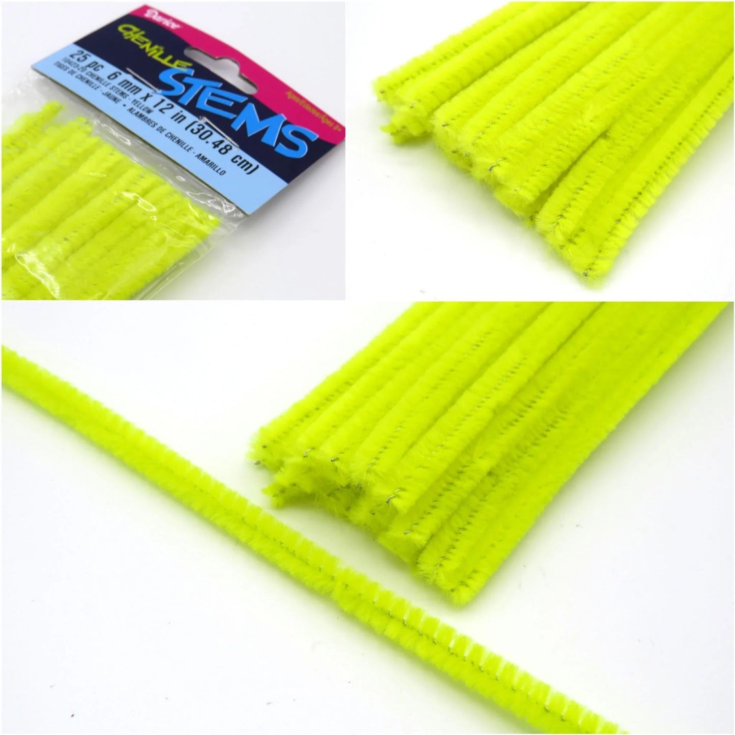 Chenille Stem Neon Lime Green 12” x 25pcs