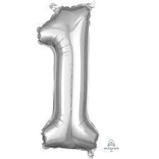 Balloon Air-Filled Number "1"- Silver6