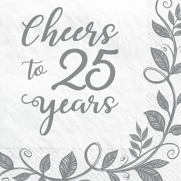 Happy 25th Anniversary Beverage Napkins(x16u)