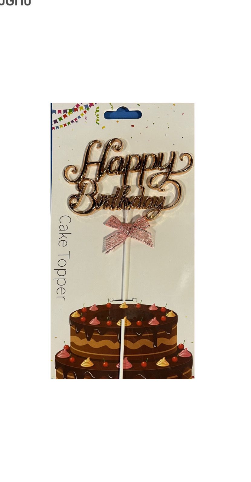 Cake Topper Happy Birthday Cursiva Lazo