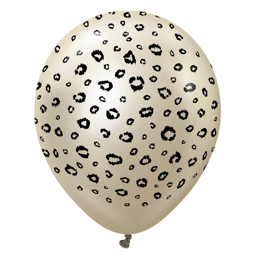 Kalisan Balloons 12” Printed Leopard Mirror White Gold 25ct