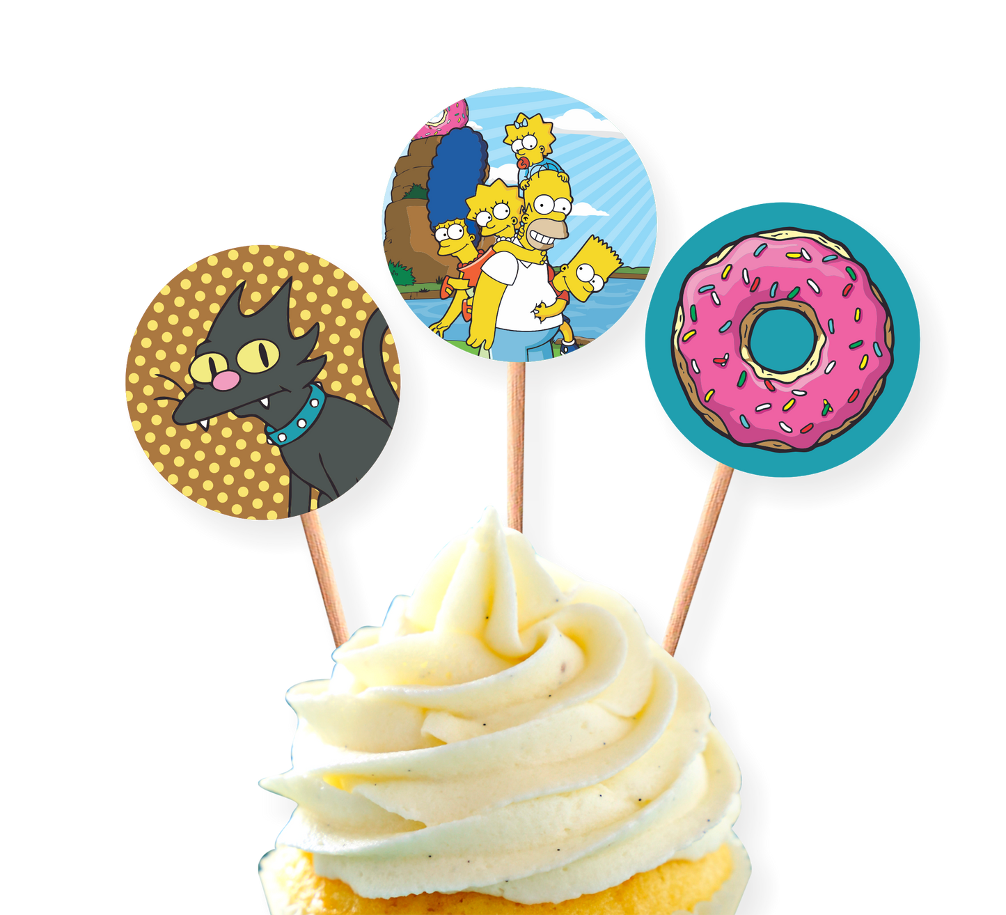 Palillos Decoradores Cupcake Los Simpsons (x12u)