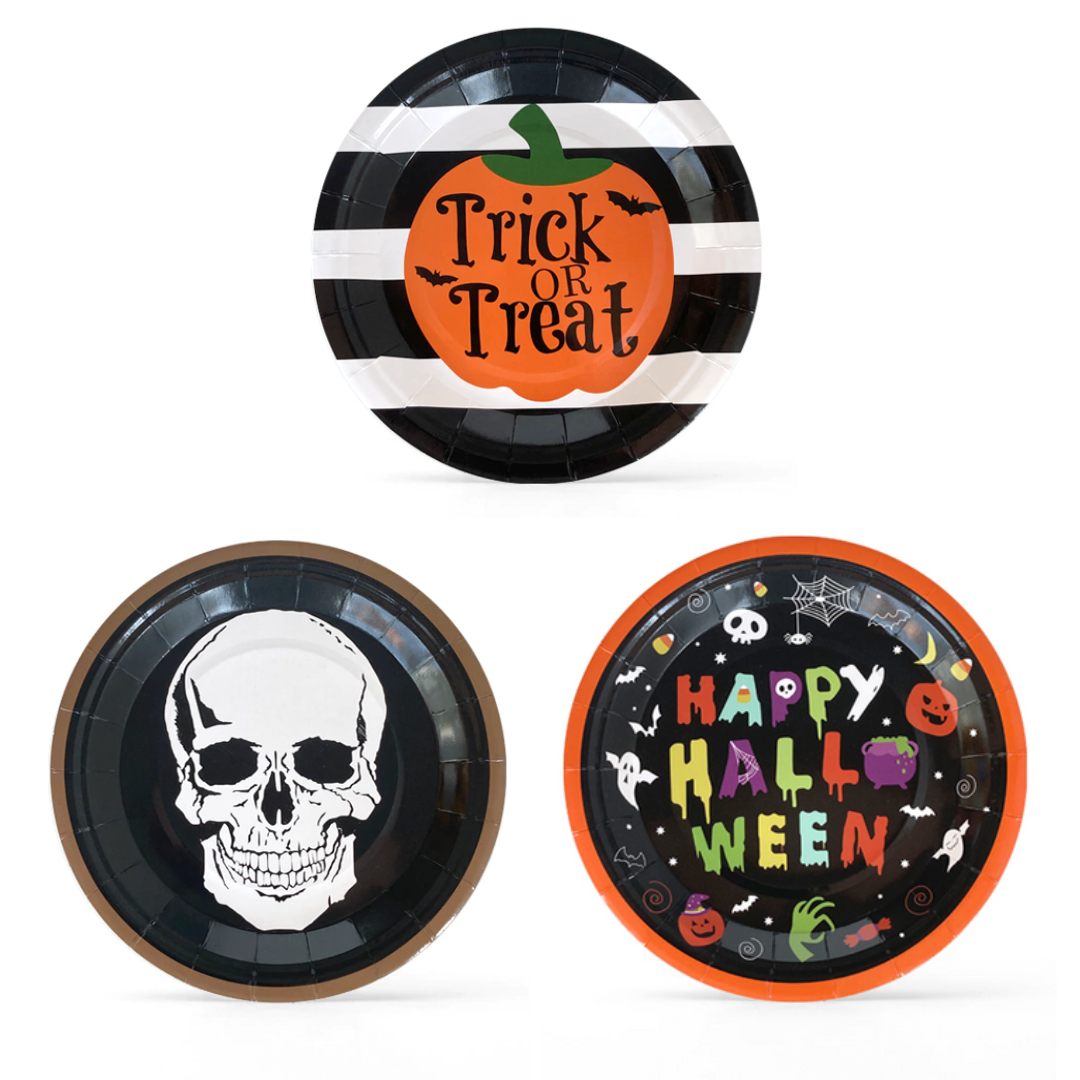 Platos 9" Halloween 3 Estilos (x8u)