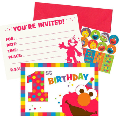 Invitations 1st Elmo Sesame Street (x8u)