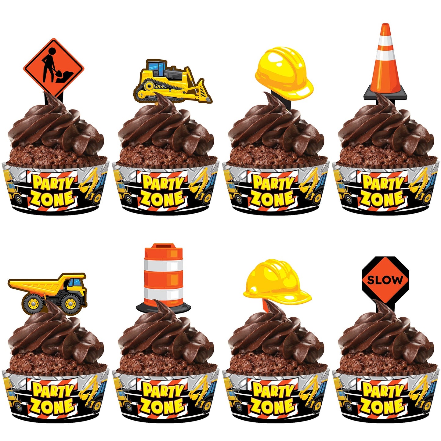 Construction Cupcake Toppers & Cupcake Wrappers