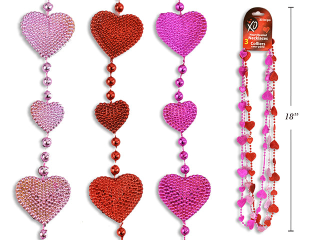Collares de Cuentas con Rosas y Corazones (x3u)