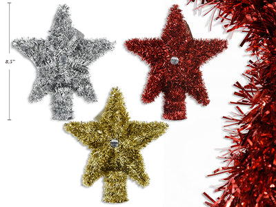 Adorno Estrella Tinsel Árbol 8.5x7.375" con Joyas 2 Colores