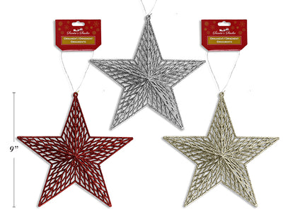 Adorno de Estrella 3D con Glitter (9" x 2.75") - 3 Colores Aleatorios